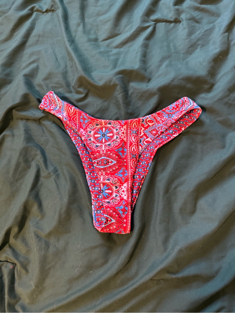 Red Paisley Bikini Bottoms - Comfortable Swimwear